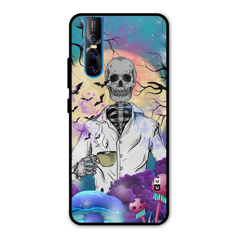 Morning Tea Skull Metal Back Case for Vivo V15 Pro