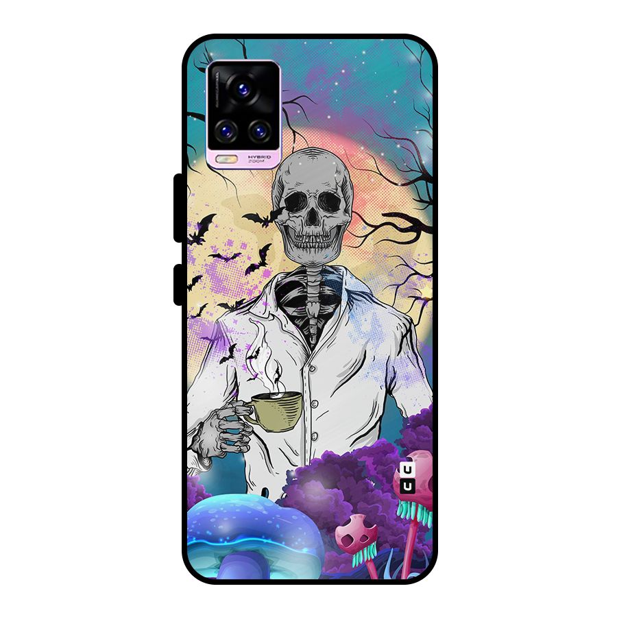 Morning Tea Skull Metal Back Case for Vivo V20 Pro