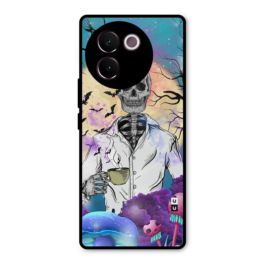 Morning Tea Skull Metal Back Case for Vivo V30e