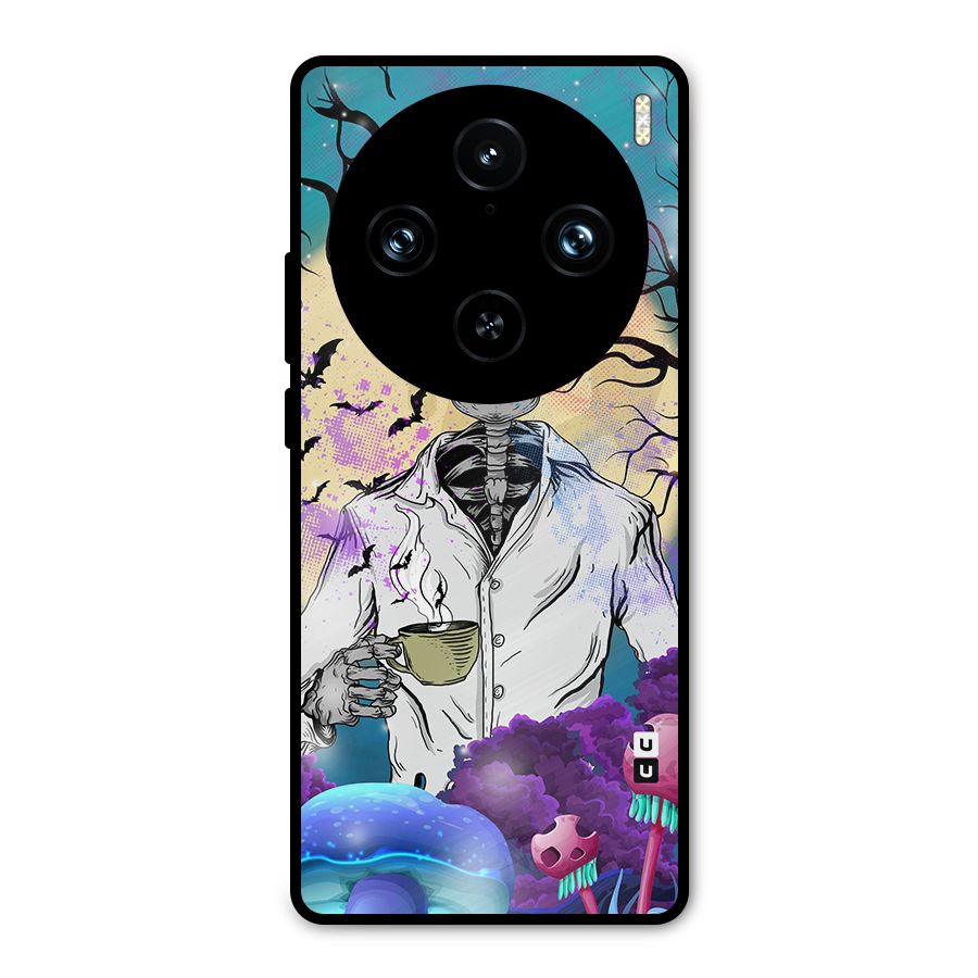 Morning Tea Skull Metal Back Case for Vivo X100 Pro