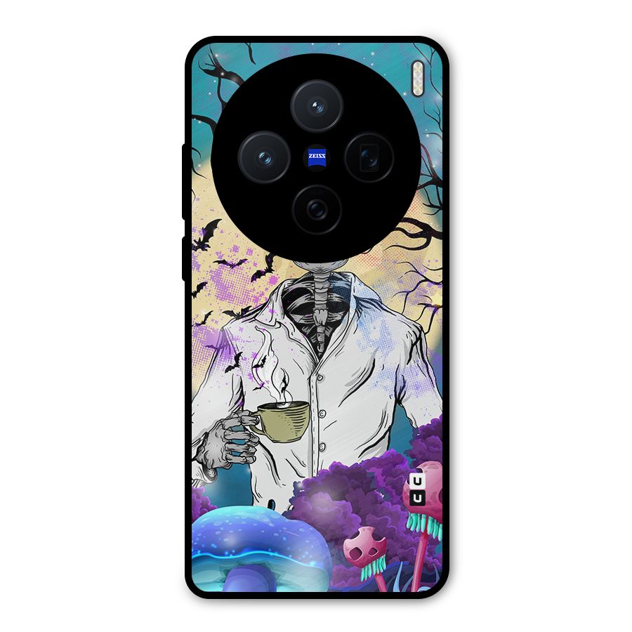 Morning Tea Skull Metal Back Case for Vivo X200