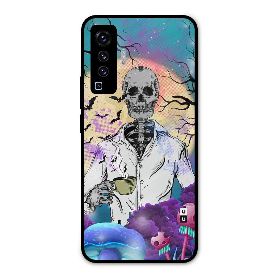 Morning Tea Skull Metal Back Case for Vivo X50