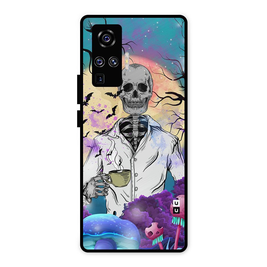 Morning Tea Skull Metal Back Case for Vivo X50 Pro