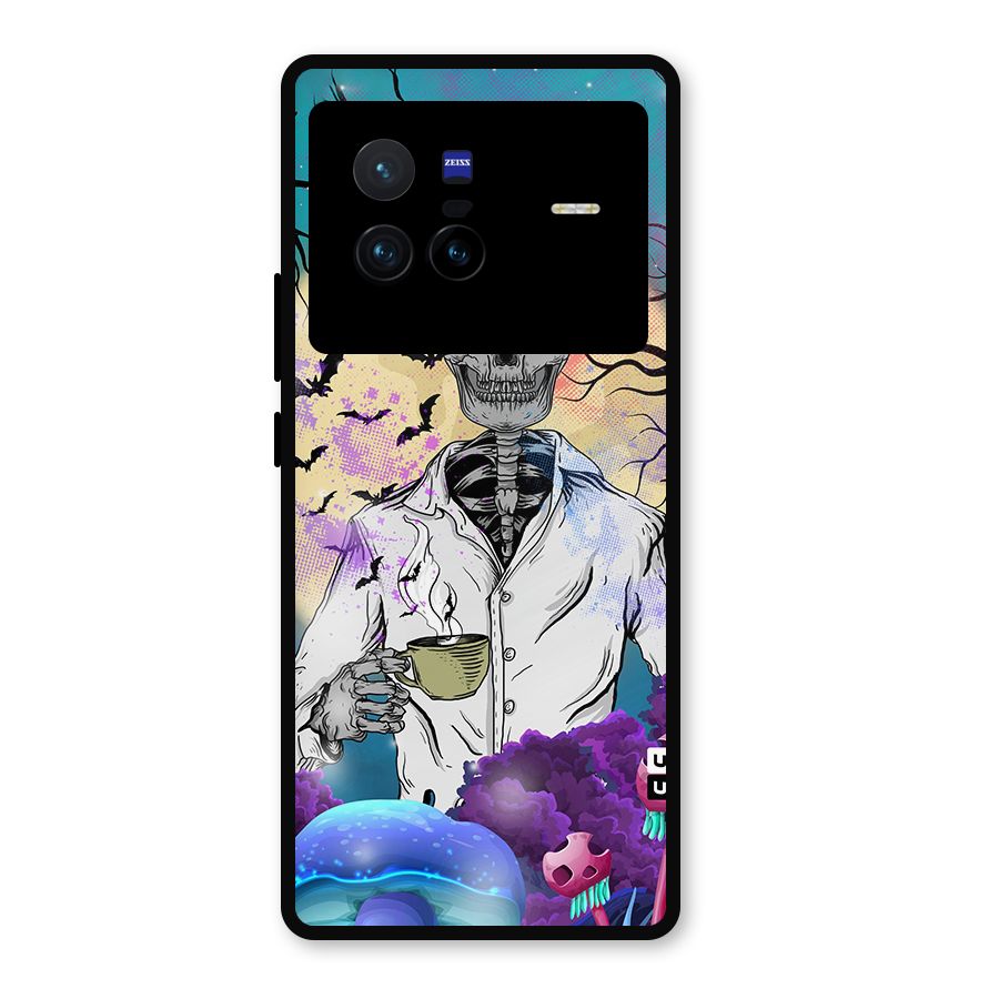 Morning Tea Skull Metal Back Case for Vivo X80