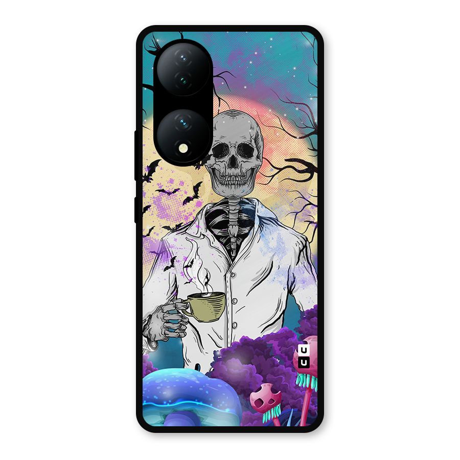 Morning Tea Skull Metal Back Case for Vivo Y100a