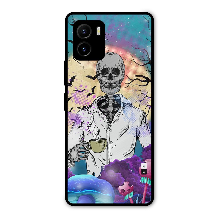 Morning Tea Skull Metal Back Case for Vivo Y15s