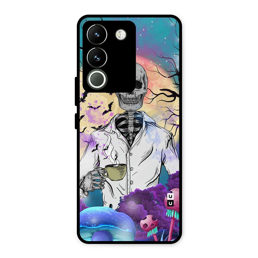 Morning Tea Skull Metal Back Case for Vivo Y200