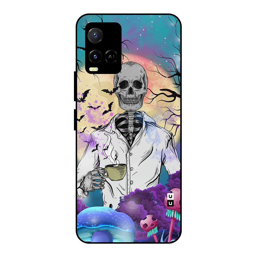 Morning Tea Skull Metal Back Case for Vivo Y21T