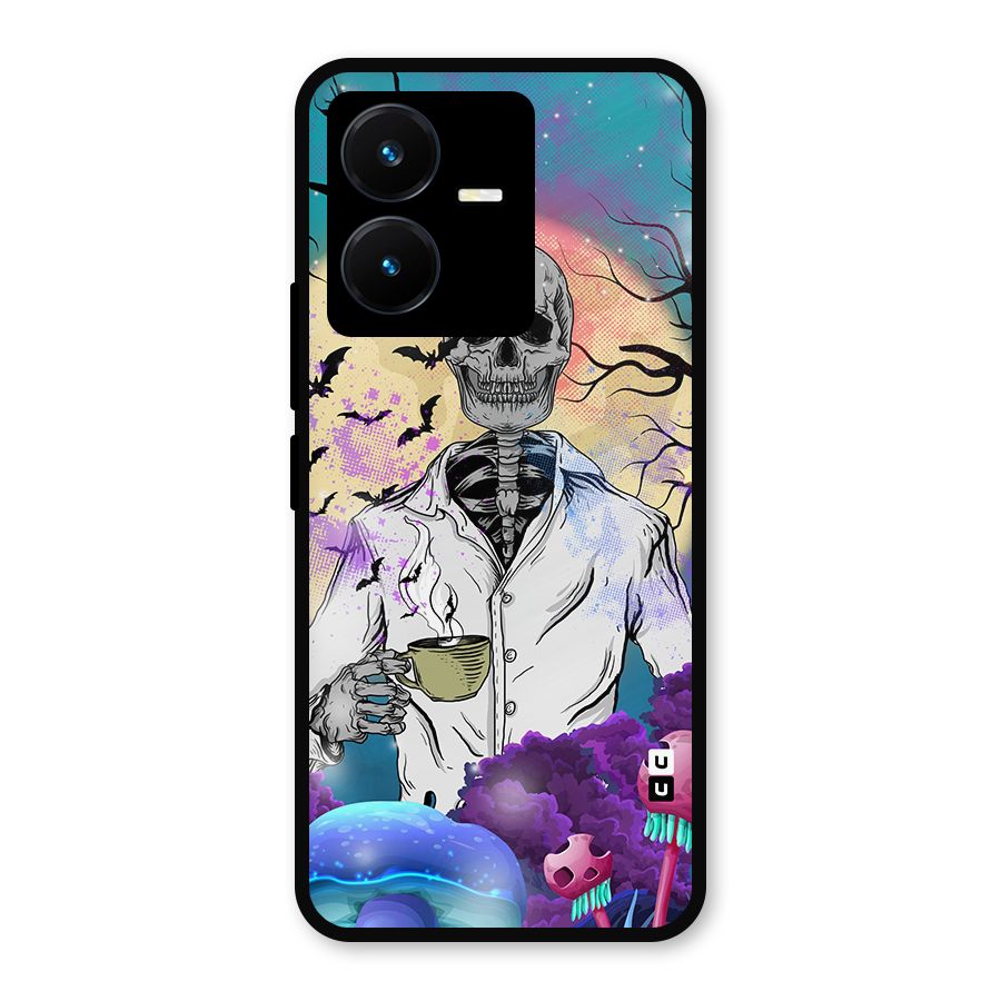Morning Tea Skull Metal Back Case for Vivo Y22