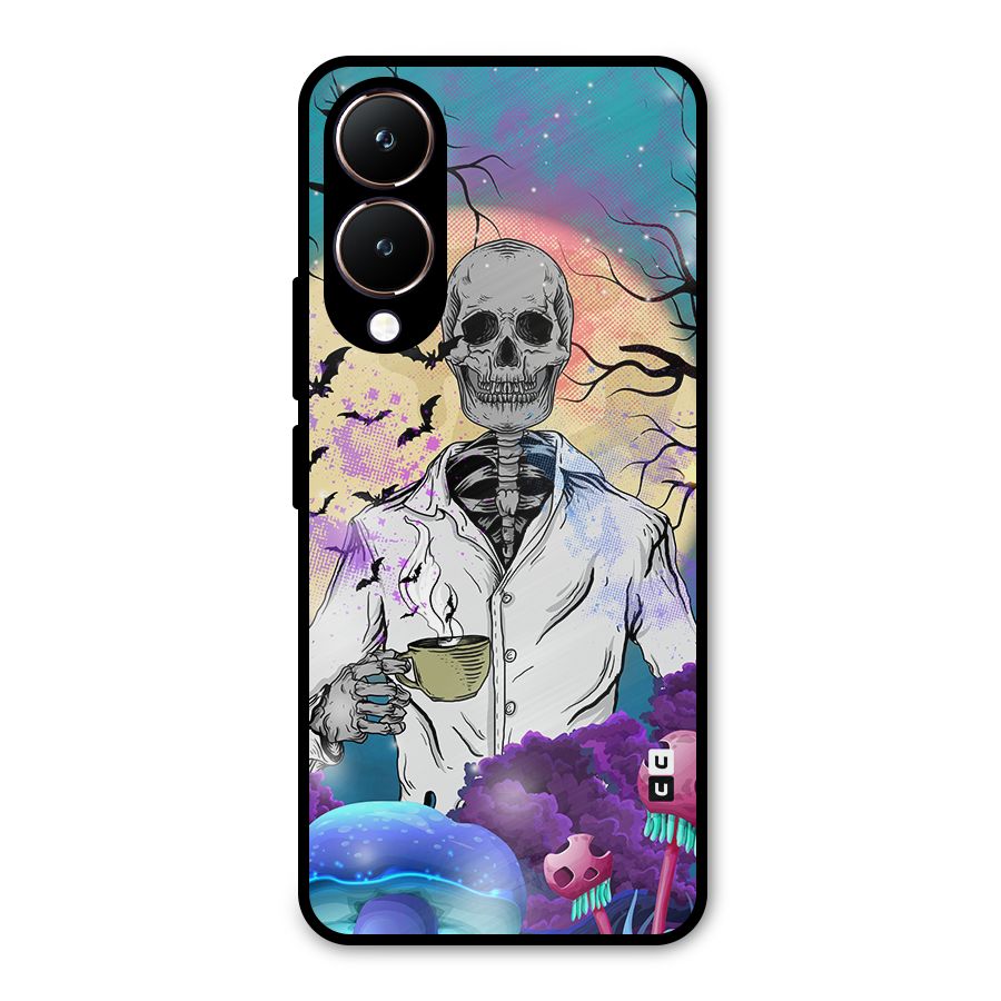 Morning Tea Skull Metal Back Case for Vivo Y28