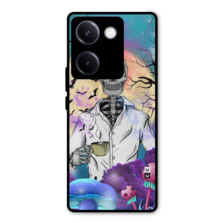 Morning Tea Skull Metal Back Case for Vivo Y300 Plus