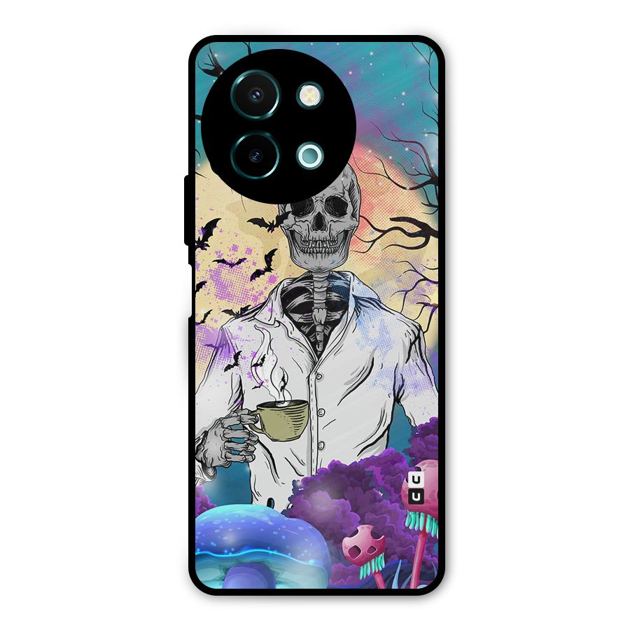 Morning Tea Skull Metal Back Case for Vivo Y58