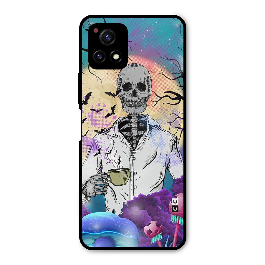 Morning Tea Skull Metal Back Case for Vivo Y72 5G