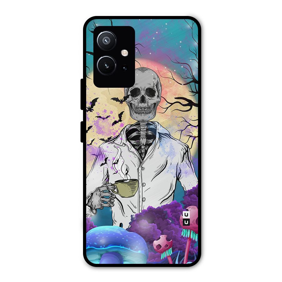 Morning Tea Skull Metal Back Case for Vivo Y75 5G