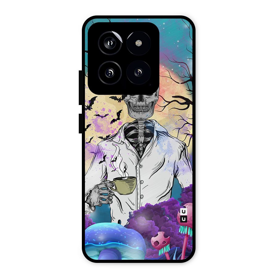 Morning Tea Skull Metal Back Case for Xiaomi 14