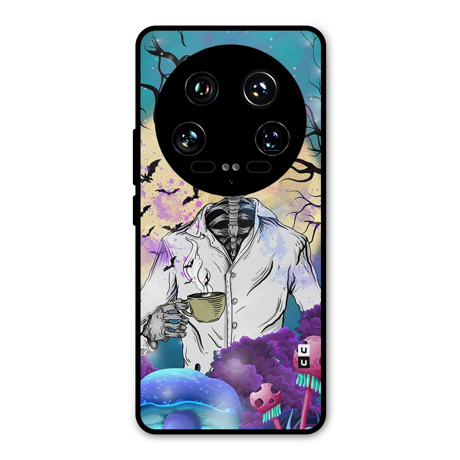 Morning Tea Skull Metal Back Case for Xiaomi 14 Ultra
