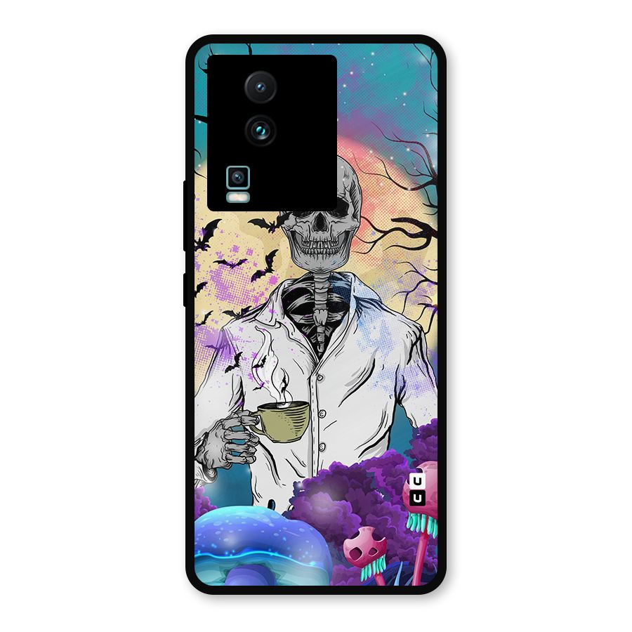 Morning Tea Skull Metal Back Case for iQOO Neo 7