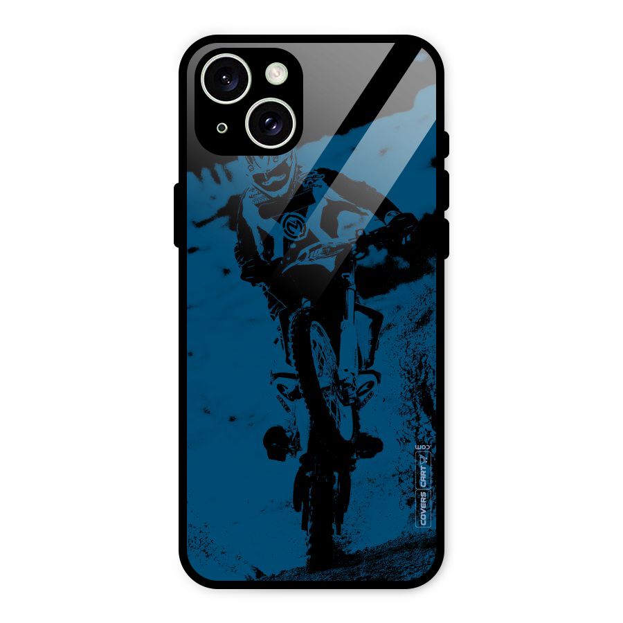 Moto Combat Glass Back Case for iPhone 15 Plus