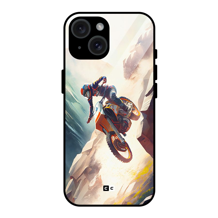 Mountain Biker Glass Back Case for iPhone 15
