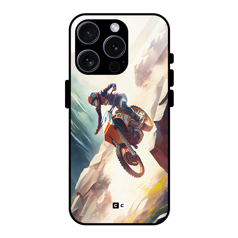 Mountain Biker Glass Back Case for iPhone 15 Pro