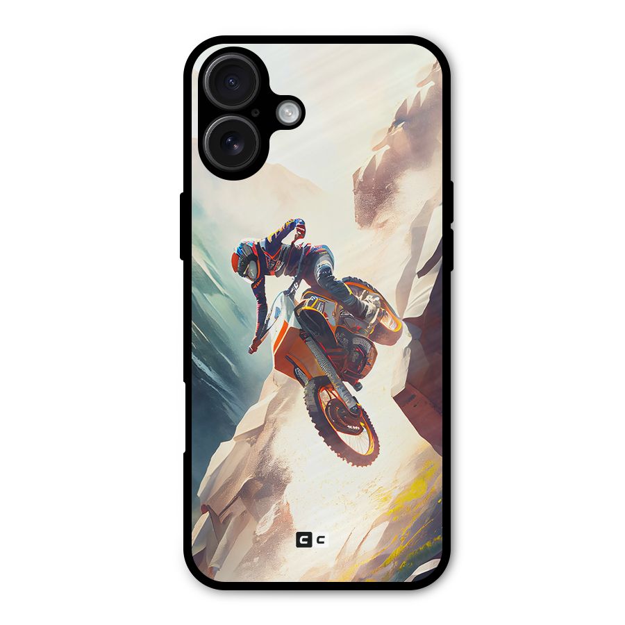 Mountain Biker Metal Back Case for iPhone 16 Plus
