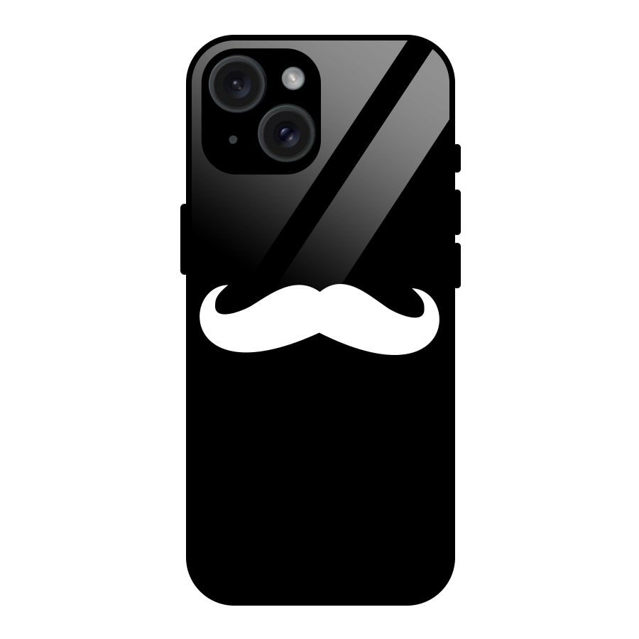 Moustache Love Glass Back Case for iPhone 15