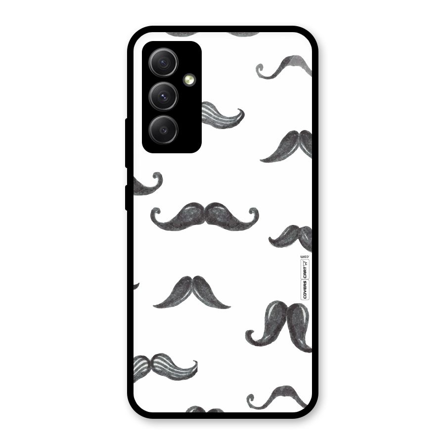 Moustache Pattern (Black) Glass Back Case for Galaxy A34