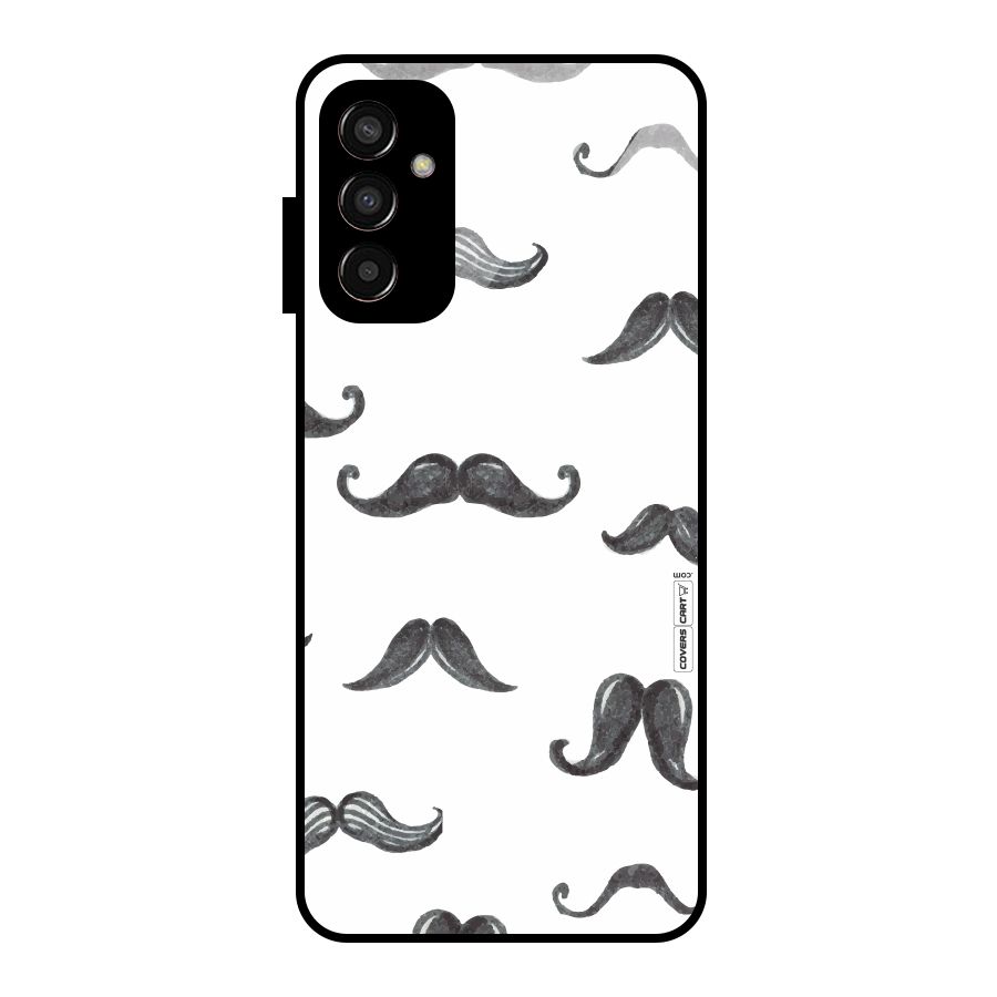 Moustache Pattern (Black) Glass Back Case for Galaxy F13