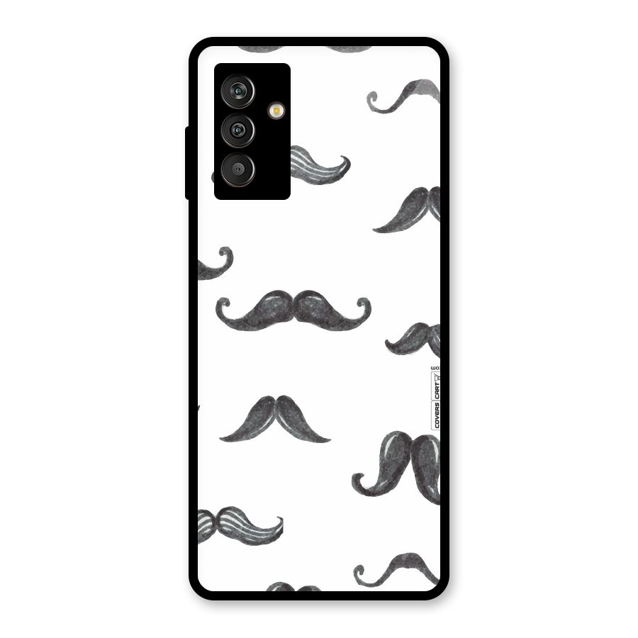 Moustache Pattern (Black) Glass Back Case for Galaxy M13