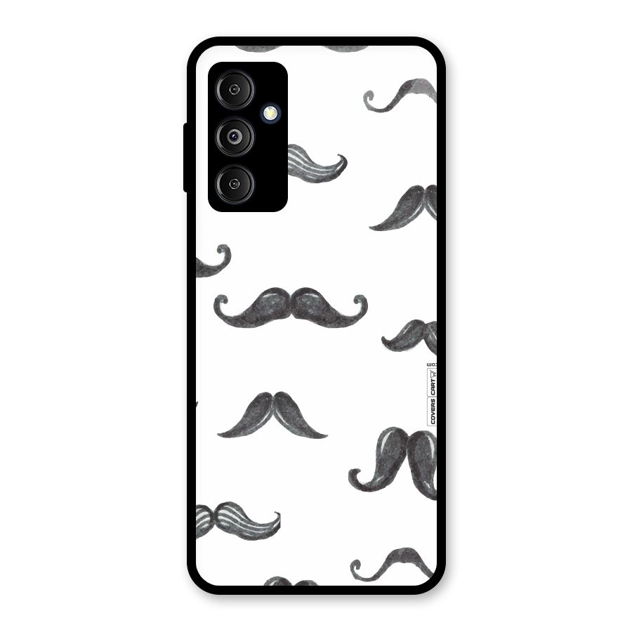 Moustache Pattern (Black) Glass Back Case for Galaxy M14 5G