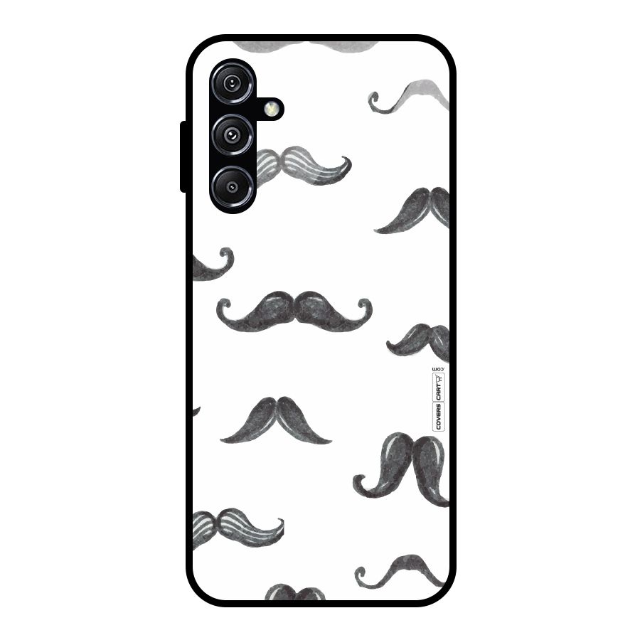Moustache Pattern (Black) Glass Back Case for Galaxy M34 5G