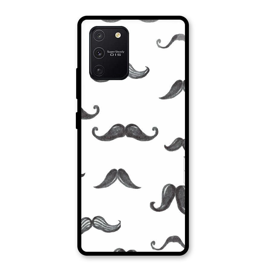 Moustache Pattern (Black) Glass Back Case for Galaxy S10 Lite