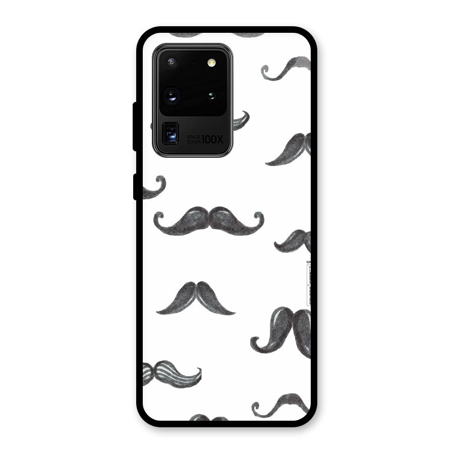 Moustache Pattern (Black) Glass Back Case for Galaxy S20 Ultra