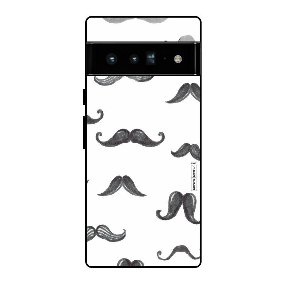 Moustache Pattern (Black) Glass Back Case for Google Pixel 6 Pro