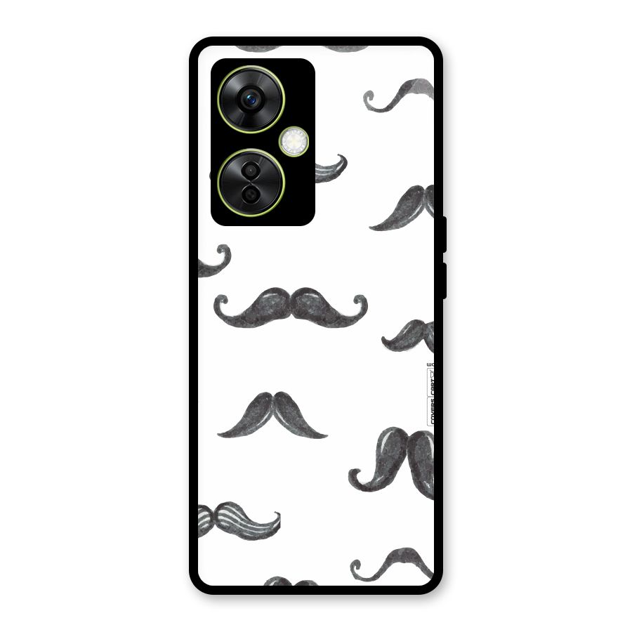 Moustache Pattern (Black) Glass Back Case for OnePlus Nord CE 3 Lite