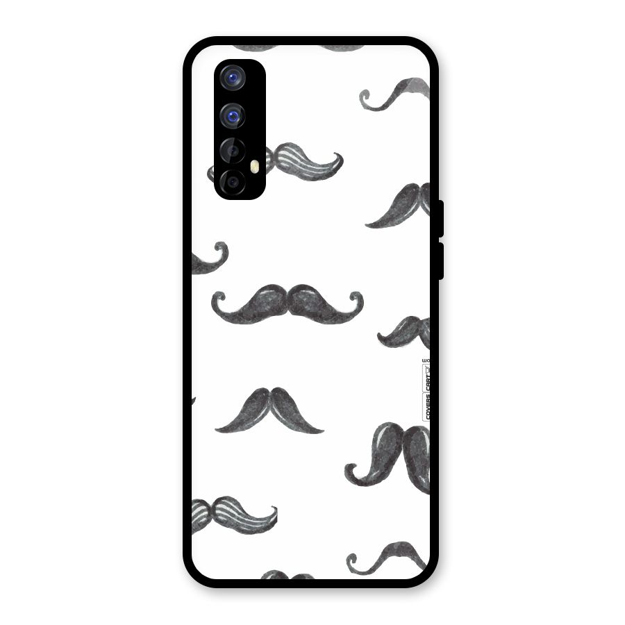 Moustache Pattern (Black) Glass Back Case for Realme 7