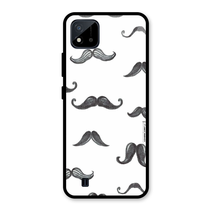 Moustache Pattern (Black) Glass Back Case for Realme C11 2021