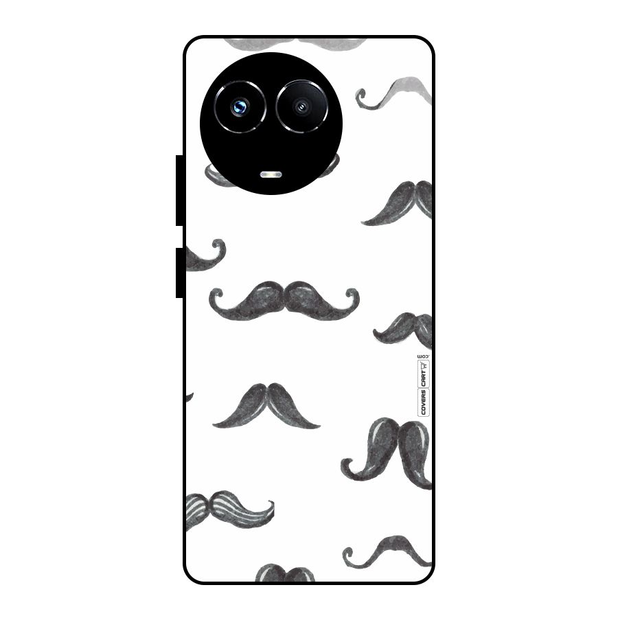 Moustache Pattern (Black) Glass Back Case for Realme Narzo 60X