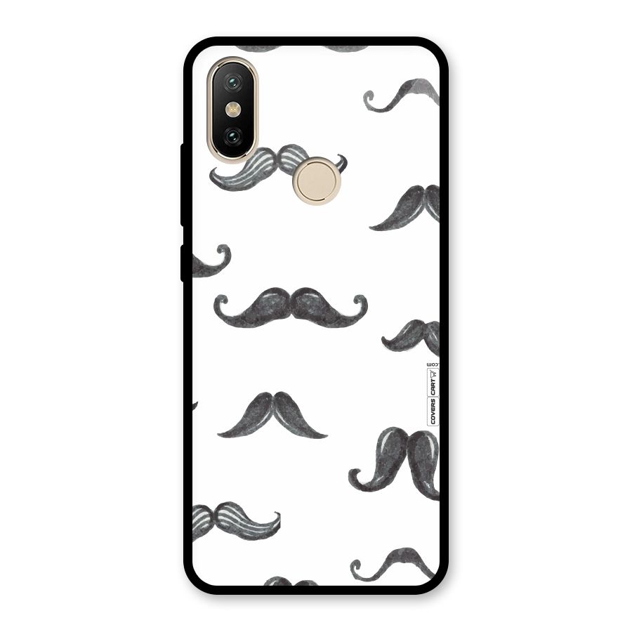 Moustache Pattern (Black) Glass Back Case for Redmi A2