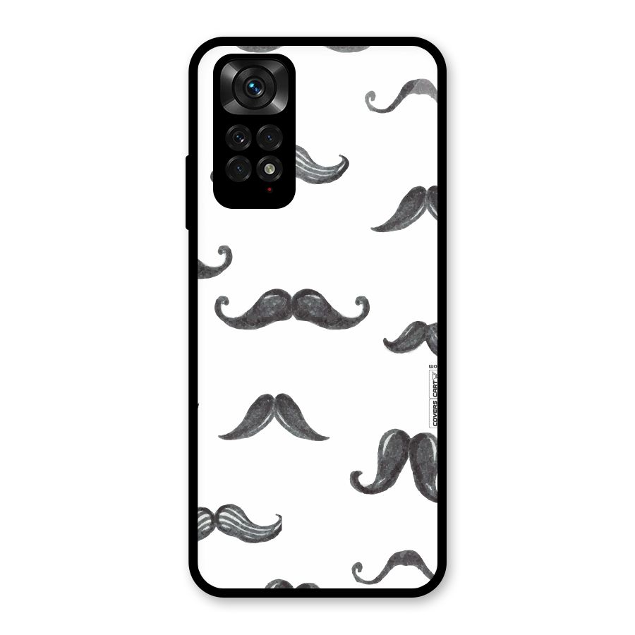 Moustache Pattern (Black) Glass Back Case for Redmi Note 11S