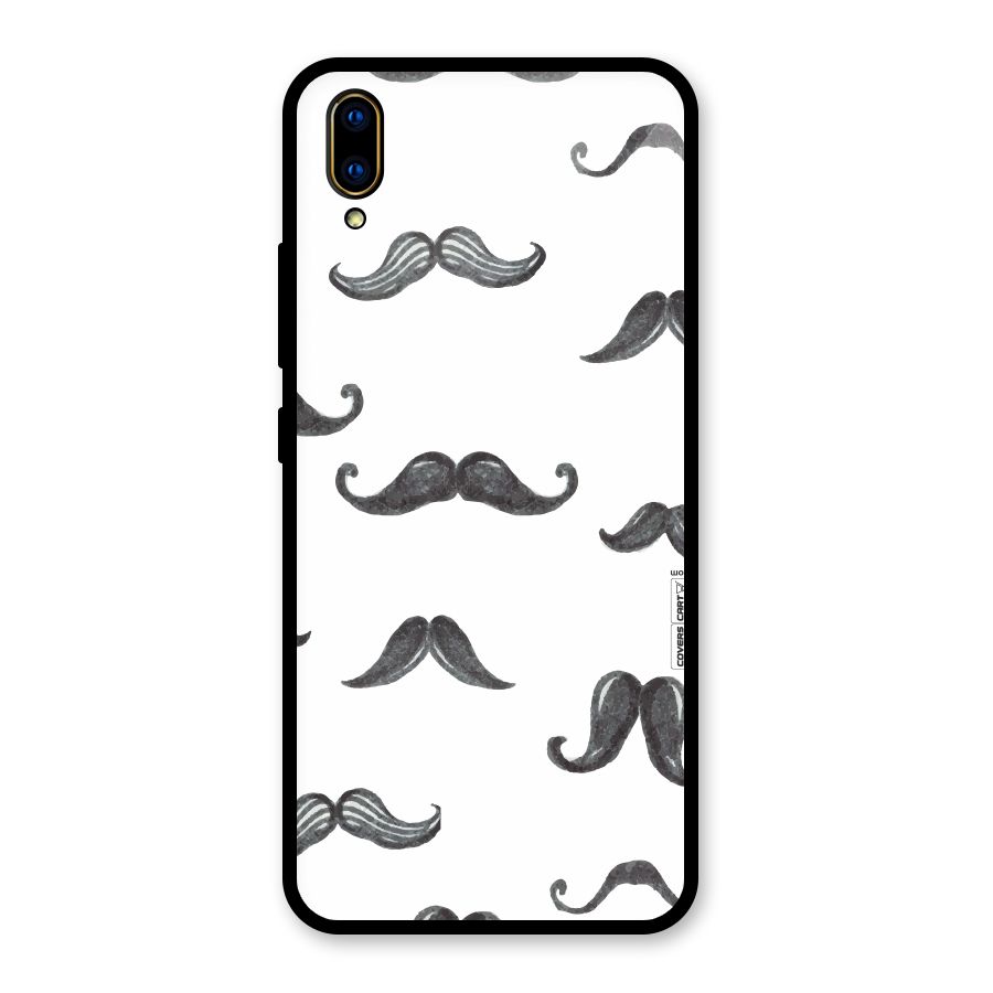 Moustache Pattern (Black) Glass Back Case for Vivo V11 Pro