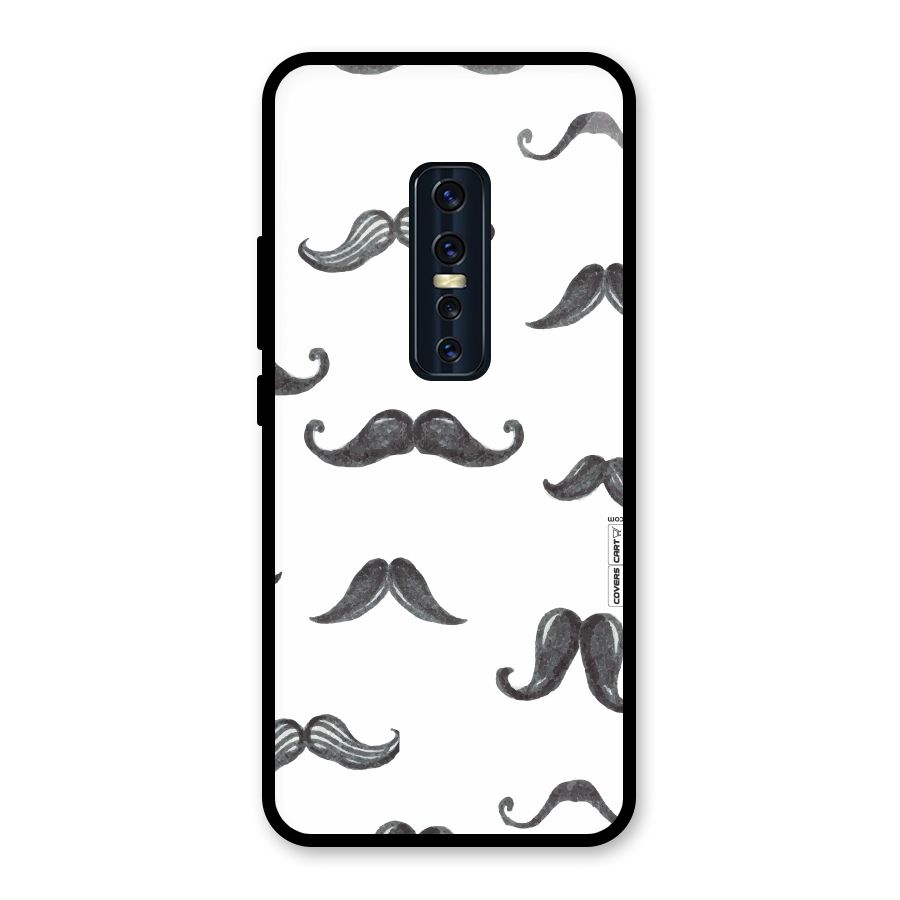 Moustache Pattern (Black) Glass Back Case for Vivo V17 Pro