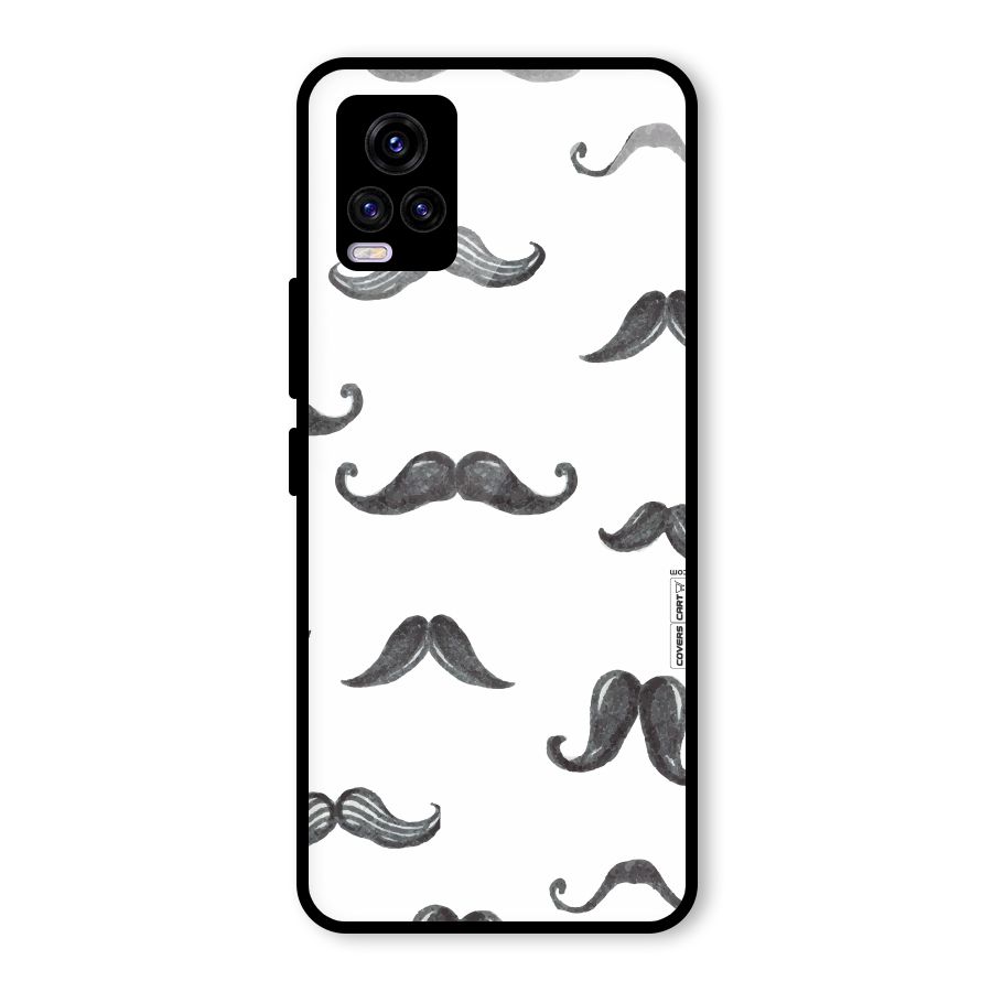 Moustache Pattern (Black) Glass Back Case for Vivo V20 2021