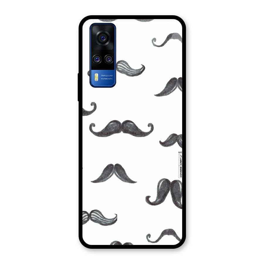 Moustache Pattern (Black) Glass Back Case for Vivo Y31