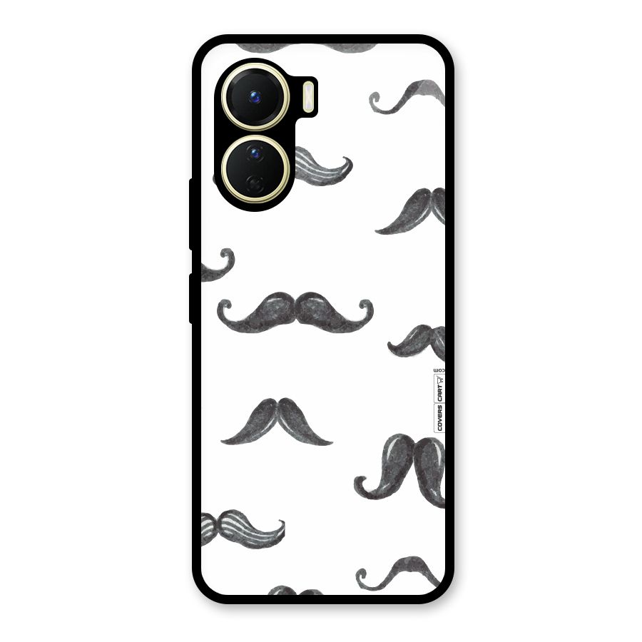 Moustache Pattern (Black) Glass Back Case for Vivo Y56