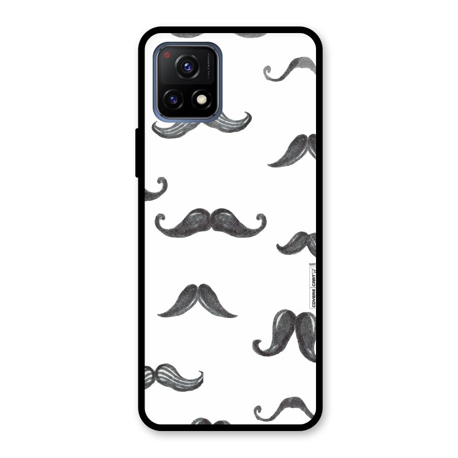 Moustache Pattern (Black) Glass Back Case for Vivo Y72 5G