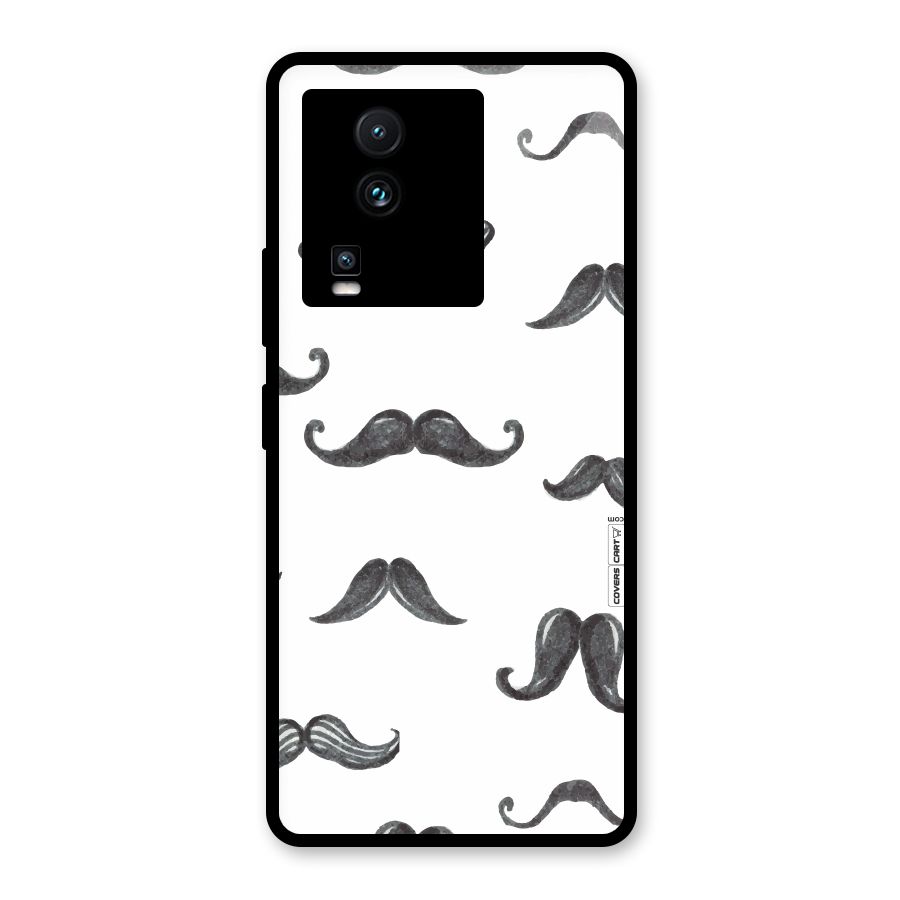 Moustache Pattern (Black) Glass Back Case for Vivo iQOO Neo 7 Pro
