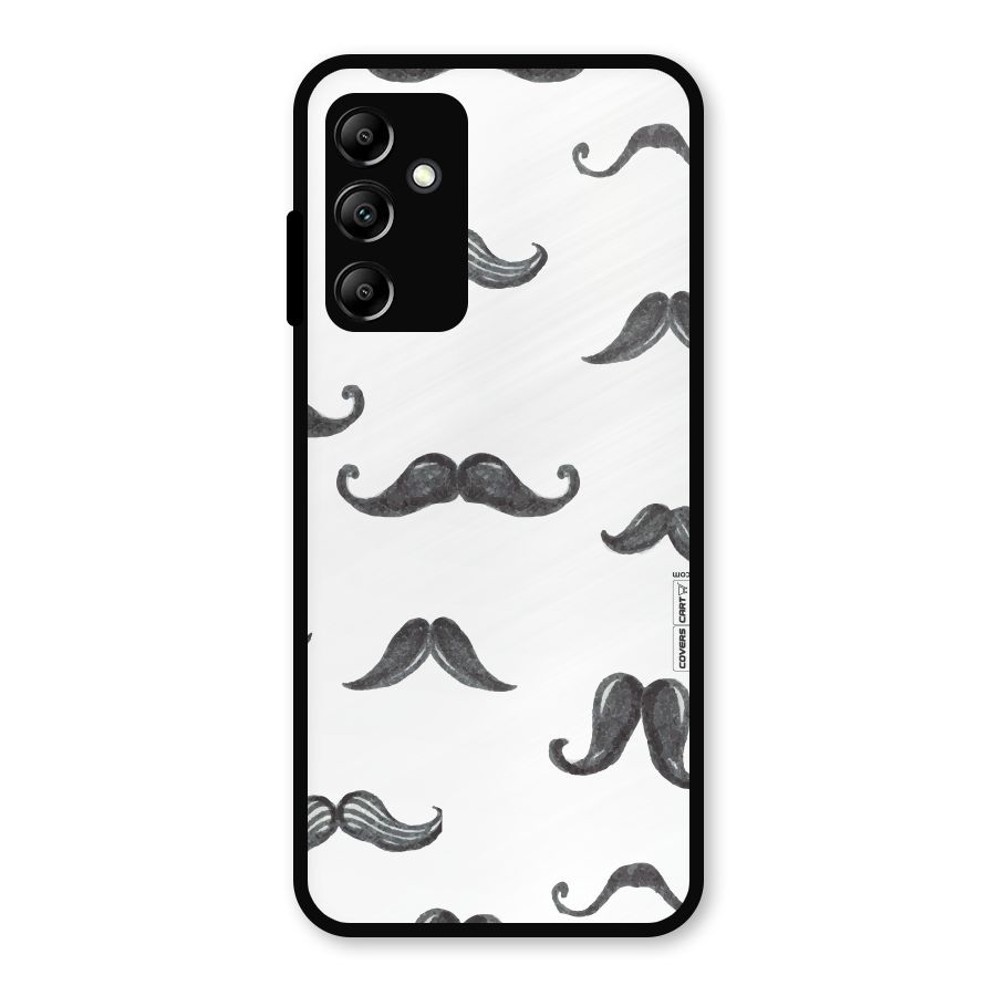Moustache Pattern (Black) Metal Back Case for Galaxy A14 5G
