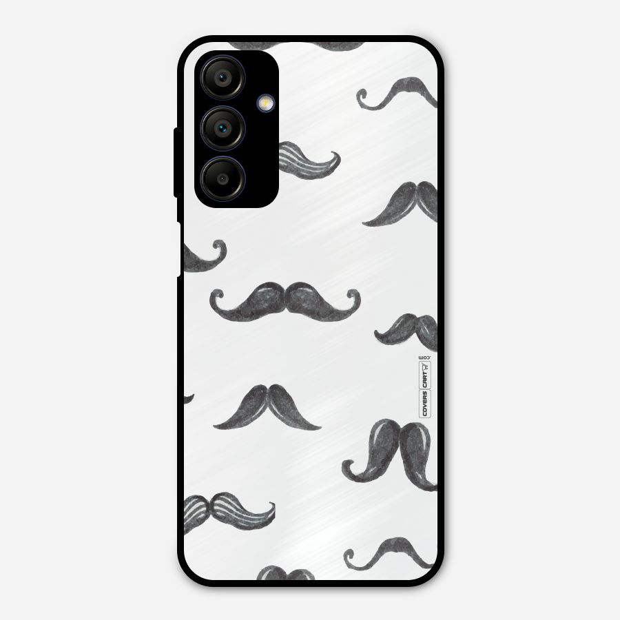 Moustache Pattern (Black) Metal Back Case for Galaxy A15 5G