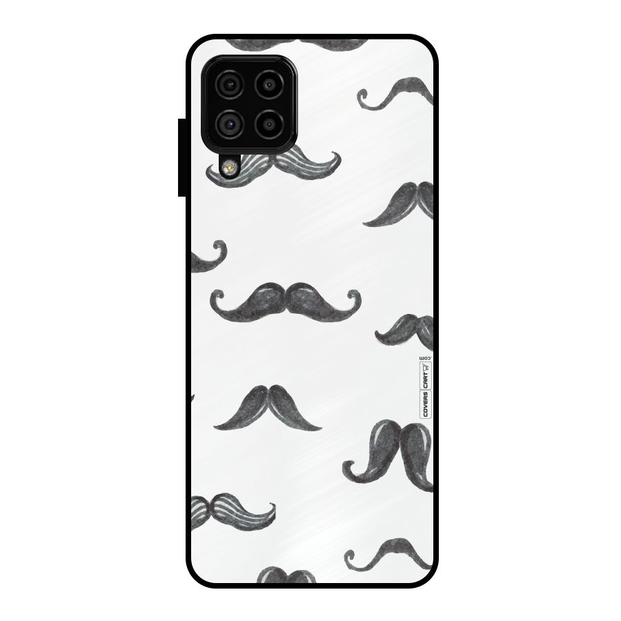Moustache Pattern (Black) Metal Back Case for Galaxy A22 4G